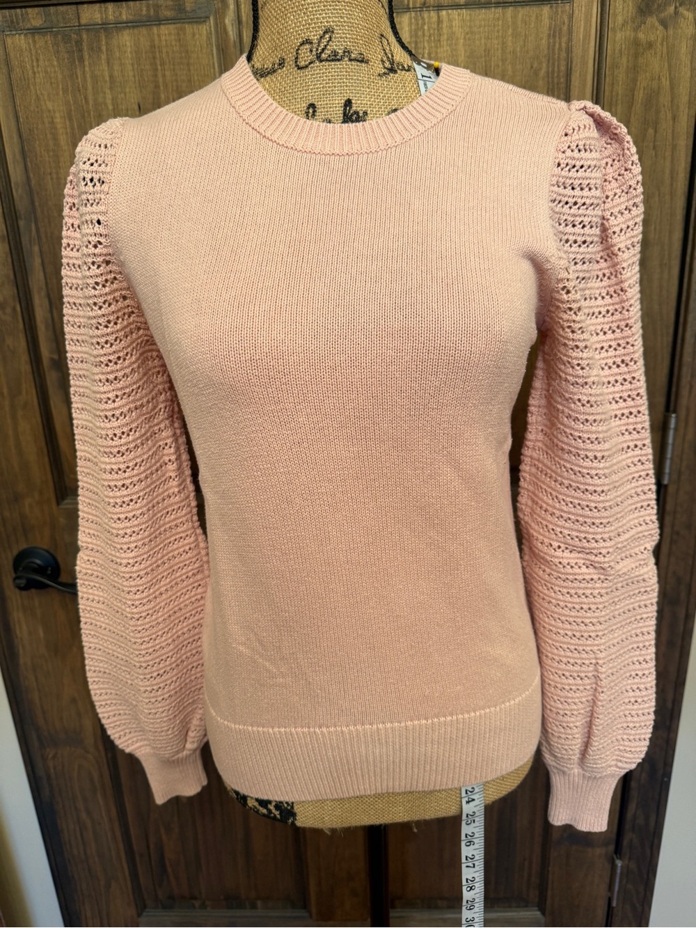LOFT Blush Pink Puff-Sleeve Crewneck Sweater
